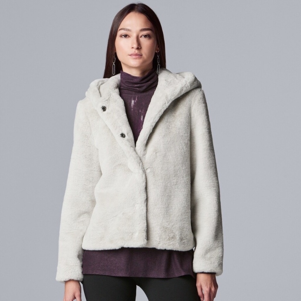 Vera Wang faux fur hooded jacket- NEVER WORN